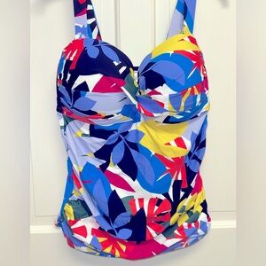 Anne Cole Tropic Twist Front Bandeaukini Swim Top Sz 18W NWT